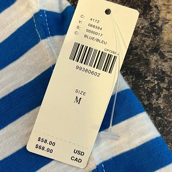Anthropologie Pilcro Jordyn Stripe Slub Tee NWT Oversize Blue White MEDIUM NEW - Picture 10 of 14